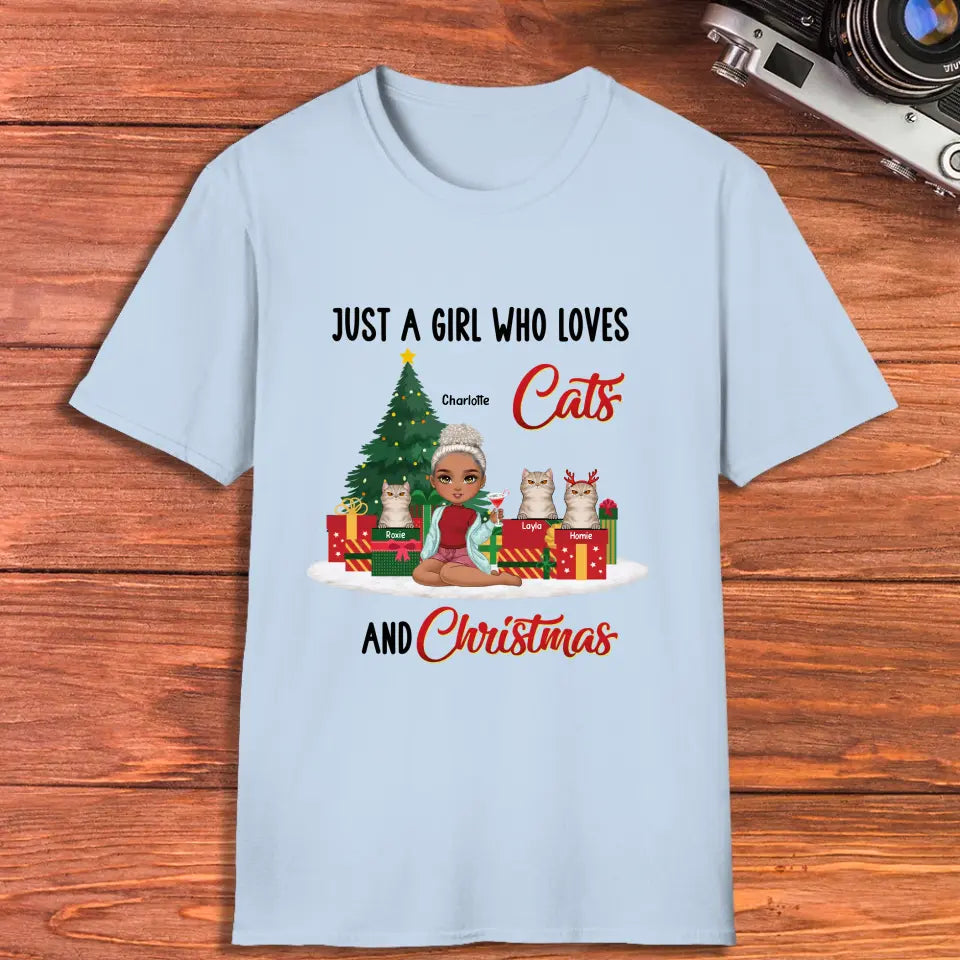 Just A Girl Who Loves Cats & Christmas - Custom Quote - Personalized Gift For Cat Lovers - Hoodie