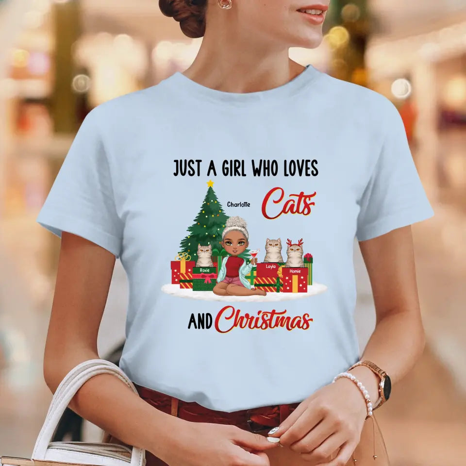 Just A Girl Who Loves Cats & Christmas - Custom Quote - Personalized Gift For Cat Lovers - Hoodie