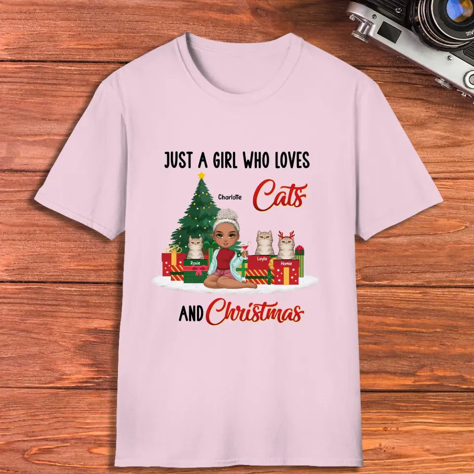 Just A Girl Who Loves Cats & Christmas - Custom 
Quote - Personalized Gift For Cat Lovers - Sweater