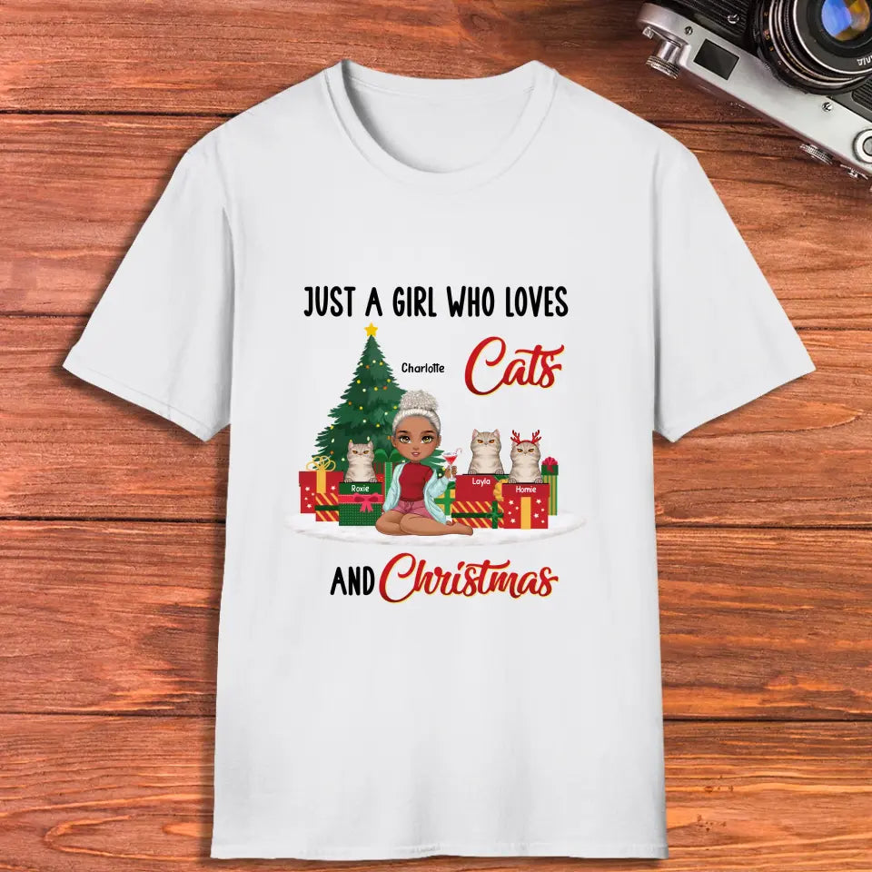 Just A Girl Who Loves Cats & Christmas - Custom Quote - Personalized Gift For Cat Lovers - Hoodie