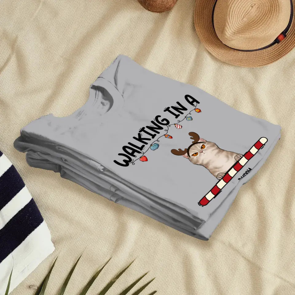 Walking In A Whisker Wonderland - Custom Name - Personalized Gifts For Cat Lovers - Sweater