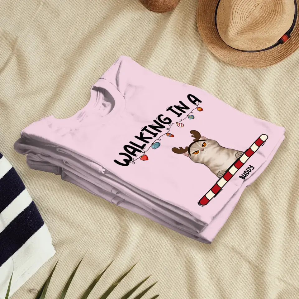 Walking In A Whisker Wonderland - Custom Name - Personalized Gifts For Cat Lovers - Sweater