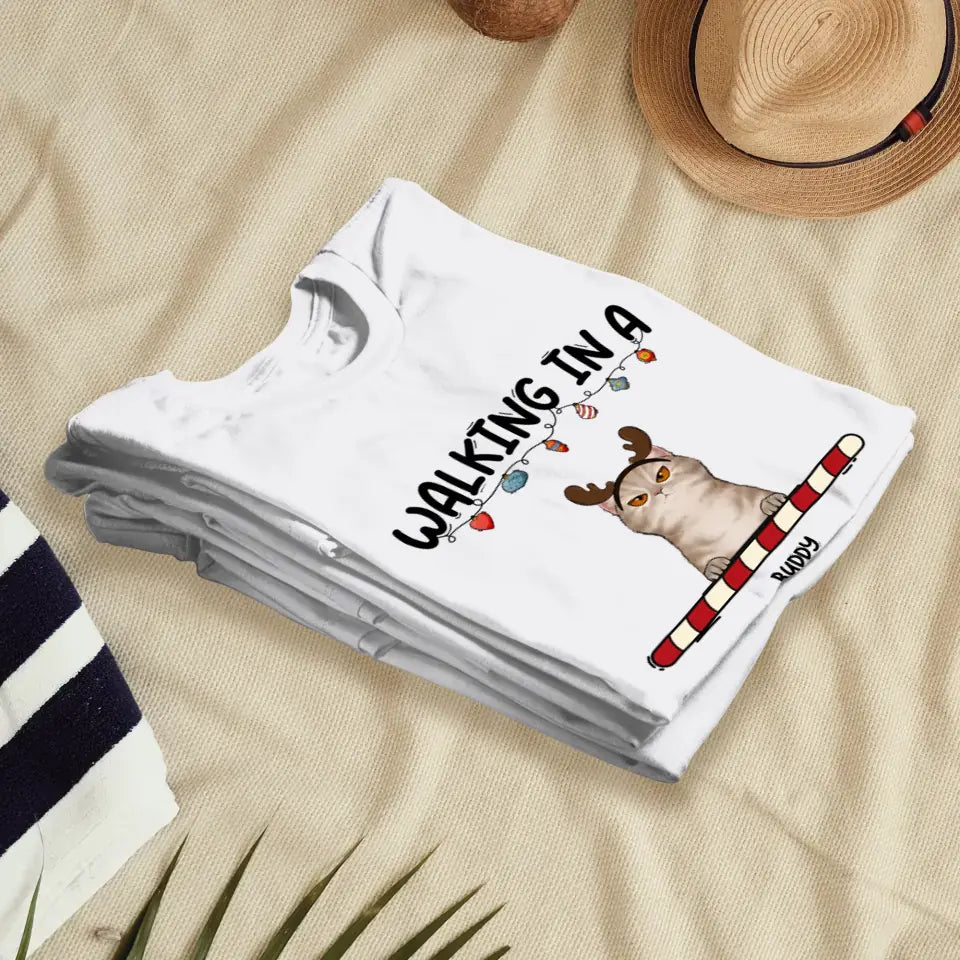 Walking In A Whisker Wonderland - Custom Name - Personalized Gifts For Cat Lovers -  Hoodie