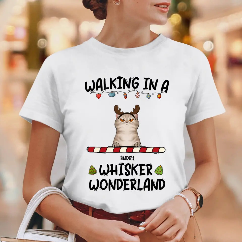 Walking In A Whisker Wonderland - Custom Name - Personalized Gifts For Cat Lovers -  Hoodie