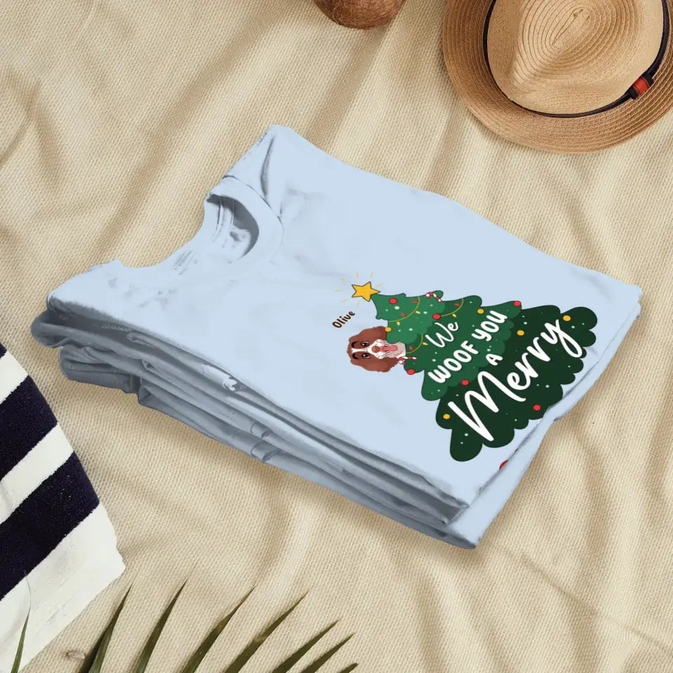 We Woof You A Merry Christmas - Custom Name - Personalized Gifts For Dog Lovers - T-shirt