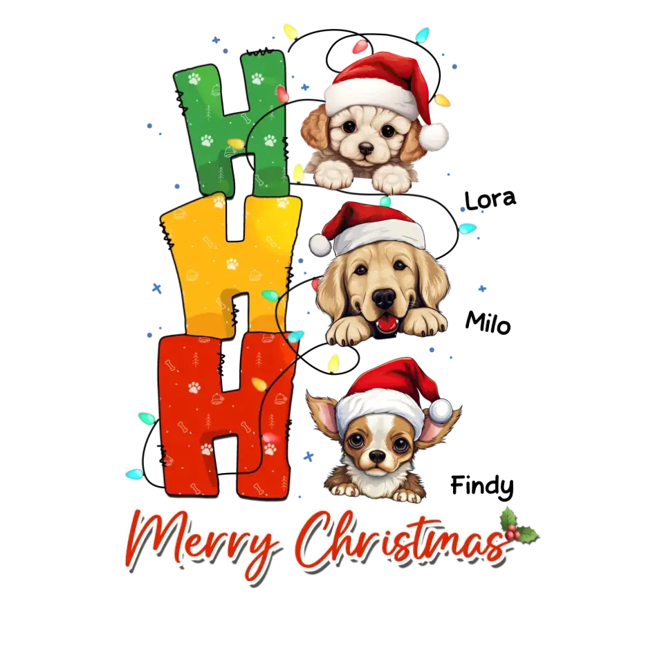 Ho Ho Ho Merry Christmas - Custom Name - Personalized Gifts For Dog Lovers - T-shirt