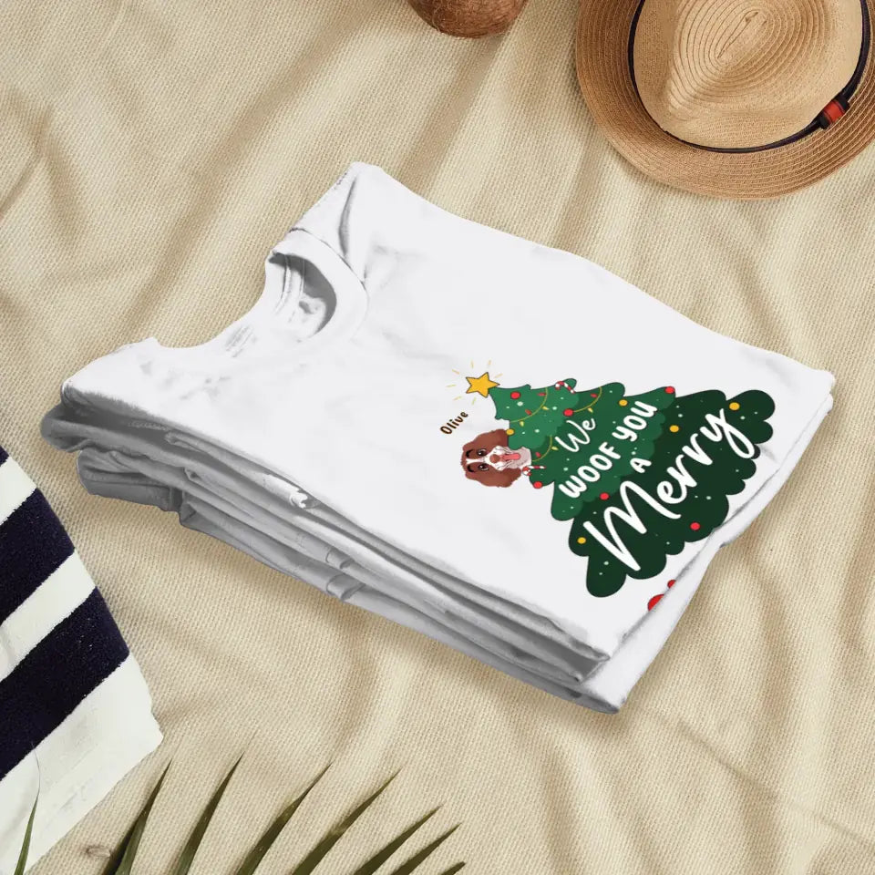 We Woof You A Merry Christmas - Custom Name - Personalized Gifts For Dog Lovers - T-shirt