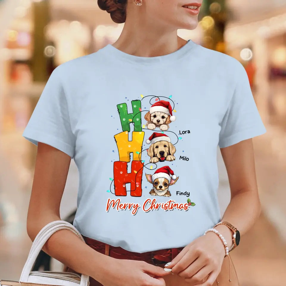 Ho Ho Ho Merry Christmas - Custom Name - Personalized Gift For Dog Lovers - Hoodie