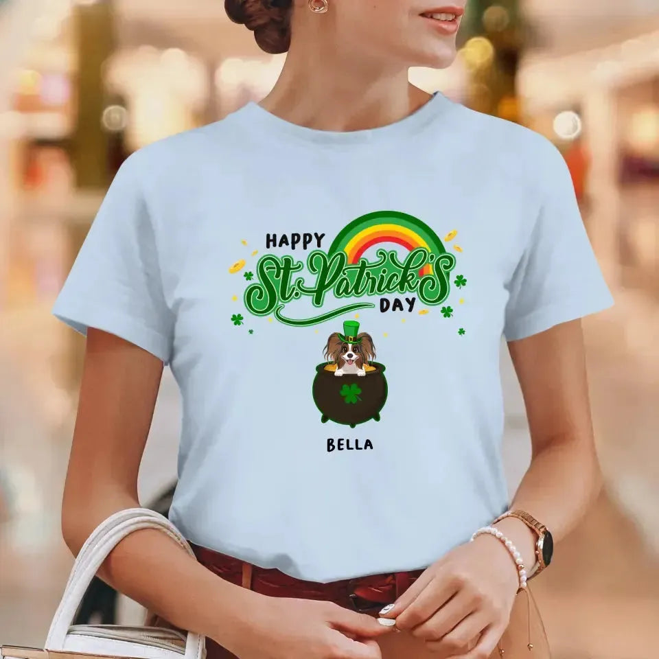 Happy St Patrick's Day - Custom Name - Personalized Gifts For Dog Lovers - Unisex T-Shirt