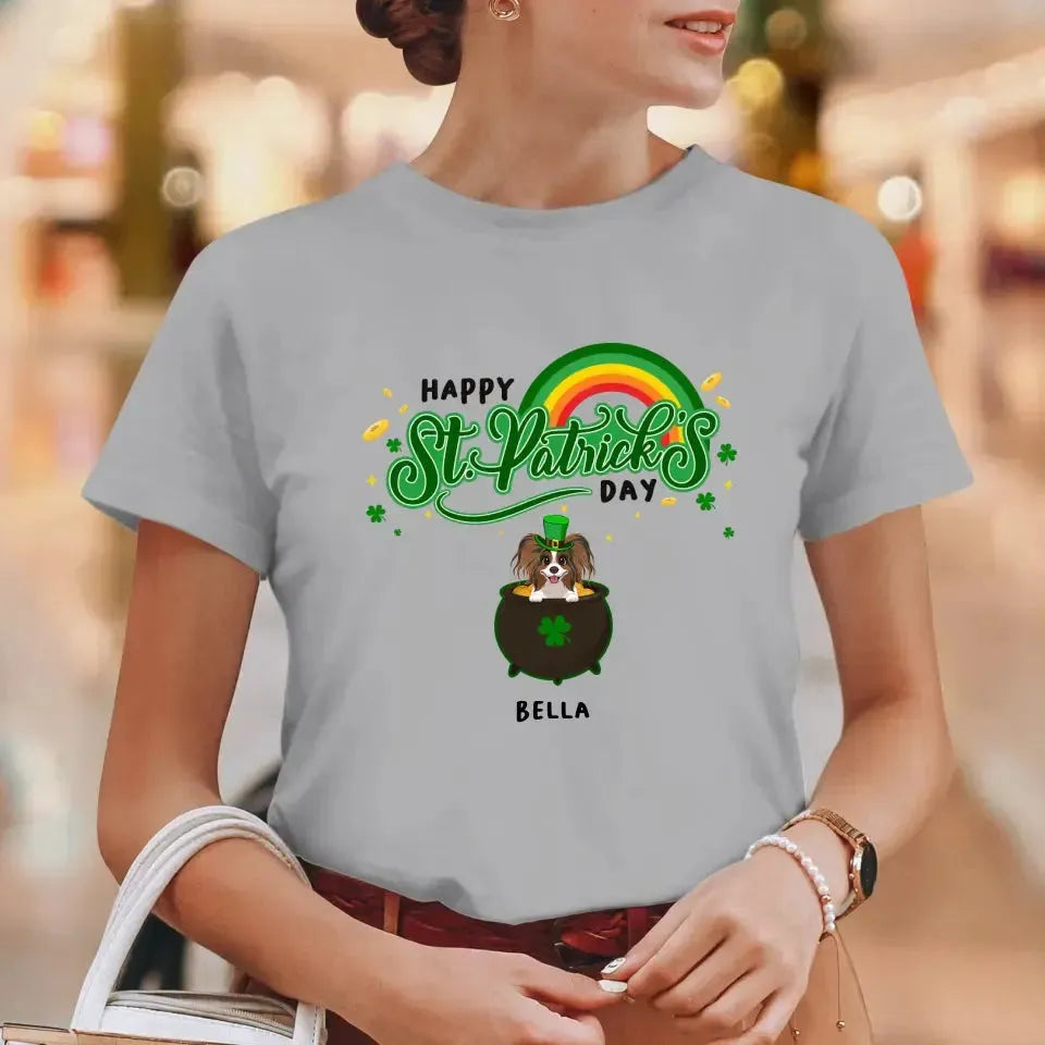 Happy St Patrick's Day - Custom Name - Personalized Gifts For Dog Lovers - Unisex T-Shirt