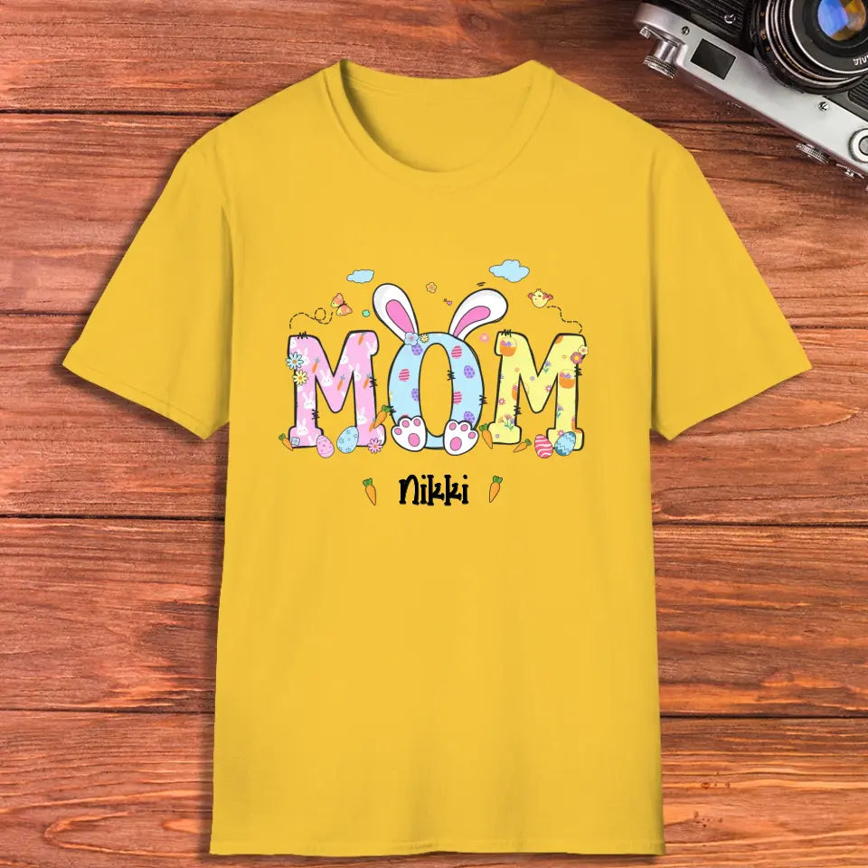 Mama Bunny Easter - Custom Name -  Personalized Gifts For Mom - T-Shirt
