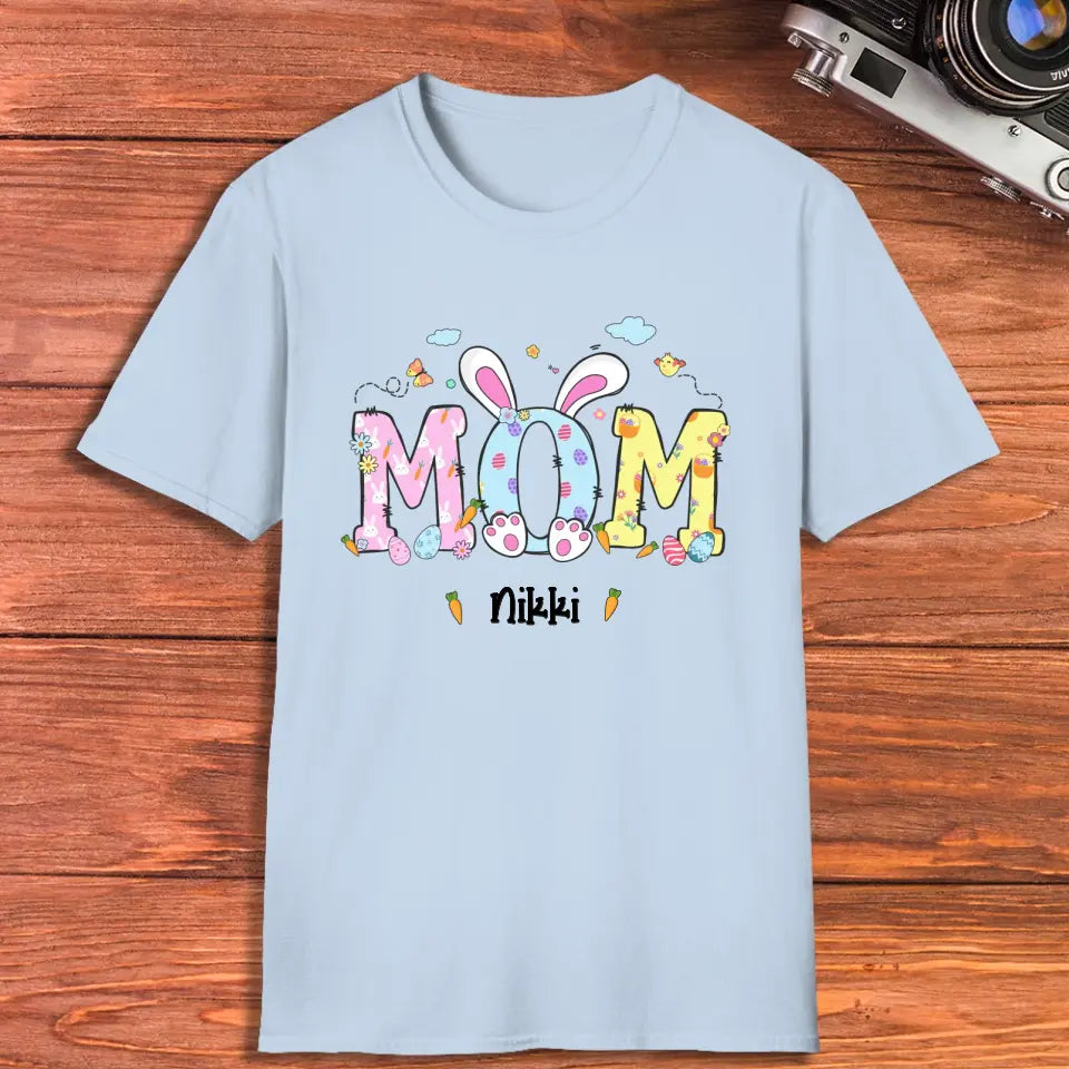 Mama Bunny Easter - Custom Name -  Personalized Gifts For Mom - T-Shirt