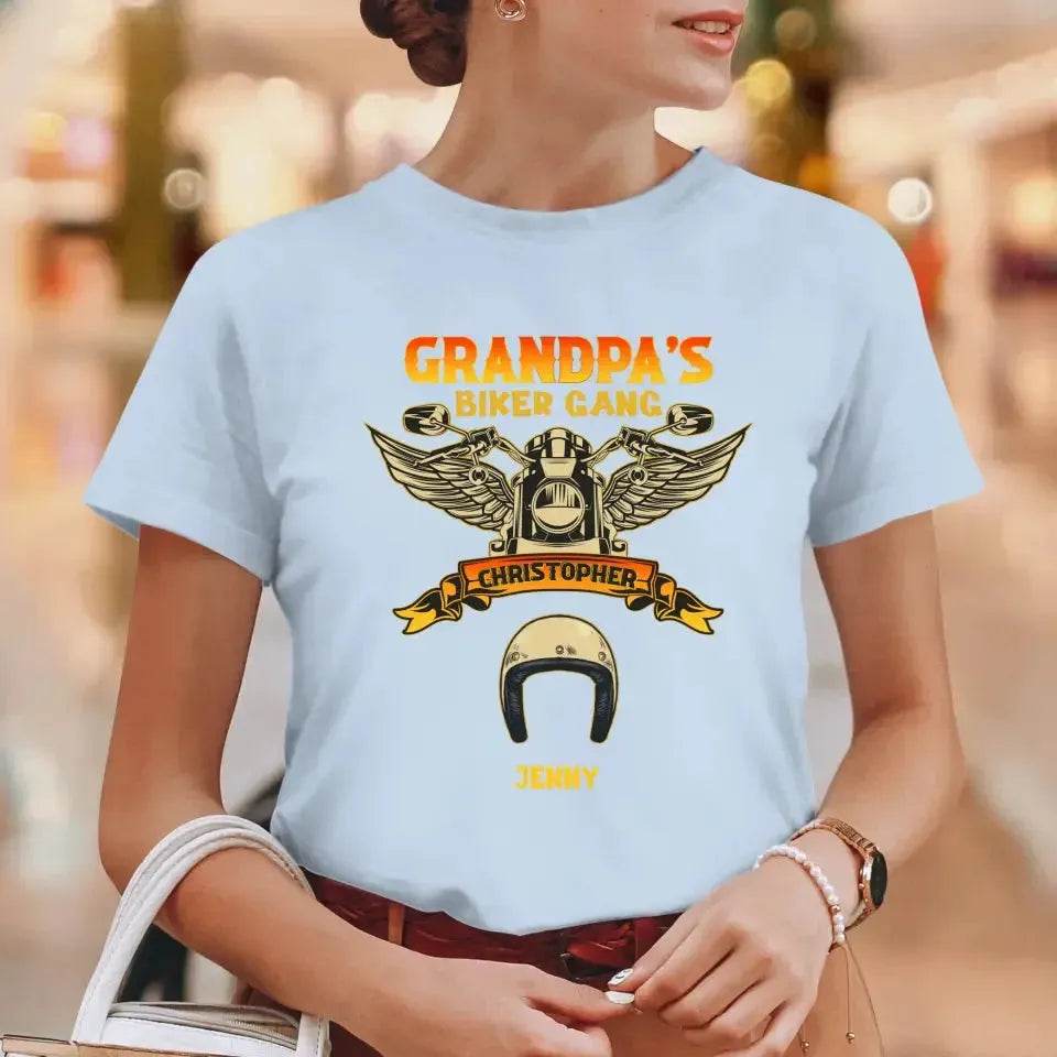 Grandpa's Biker Gang - Custom Name - Personalized Gifts For Grandpa - T-Shirt