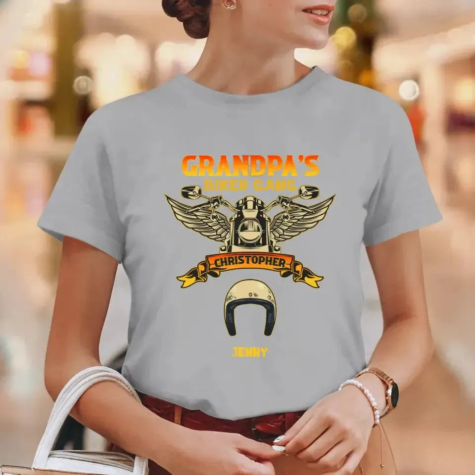 Grandpa's Biker Gang - Custom Name - Personalized Gifts For Grandpa - T-Shirt