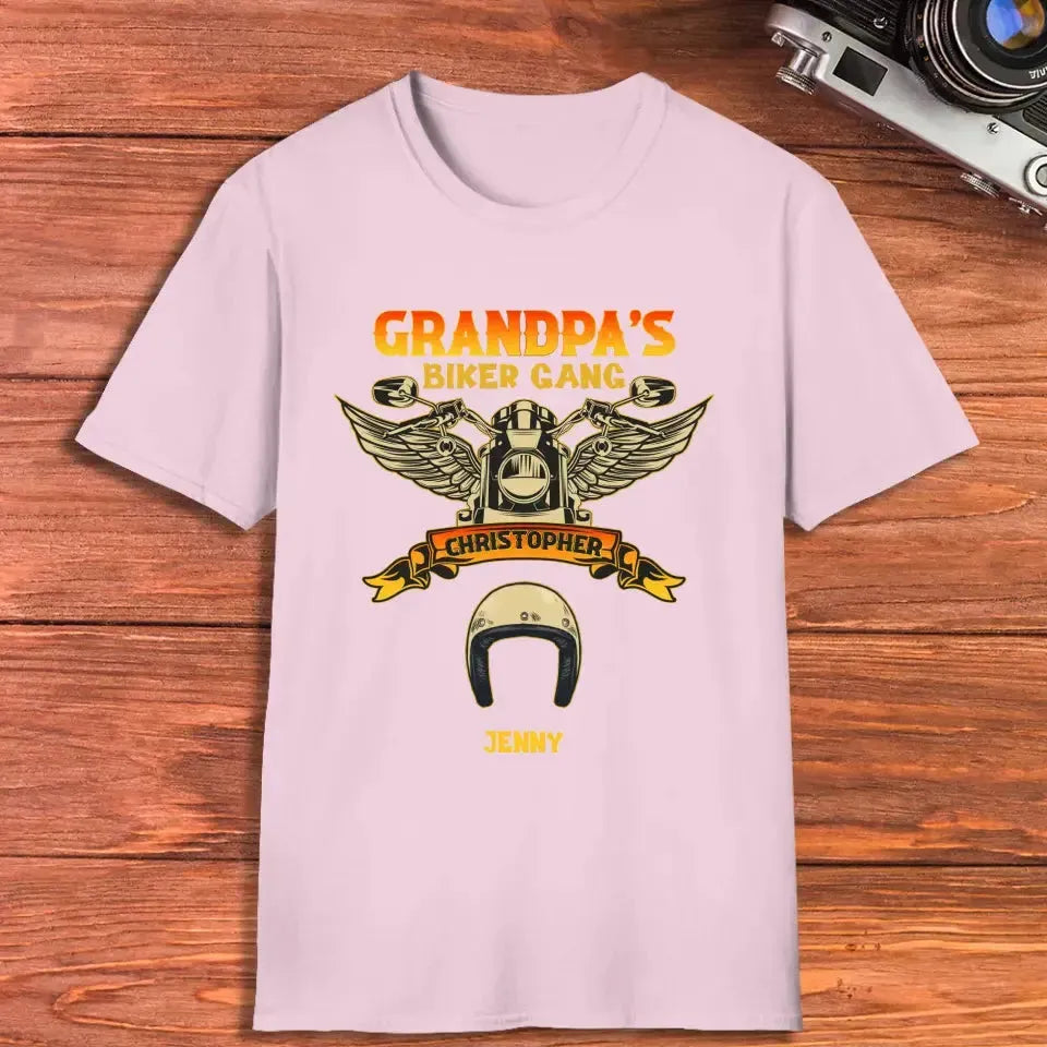 Grandpa's Biker Gang - Custom Name - Personalized Gifts For Grandpa - T-Shirt