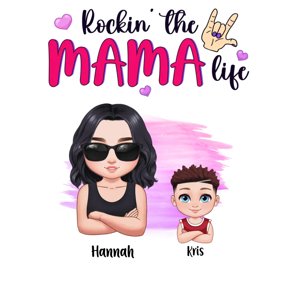 Rockin' The Mama Life - Custom Name - Personalized Gifts For Mom - T-Shirt