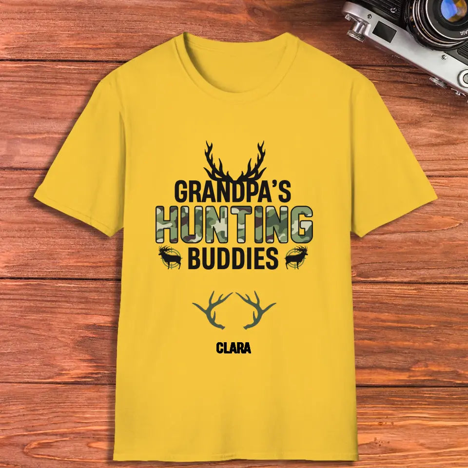 Grandpa's Hunting Buddies - Custom Name - Personalized Gifts For Grandpa - T-Shirt