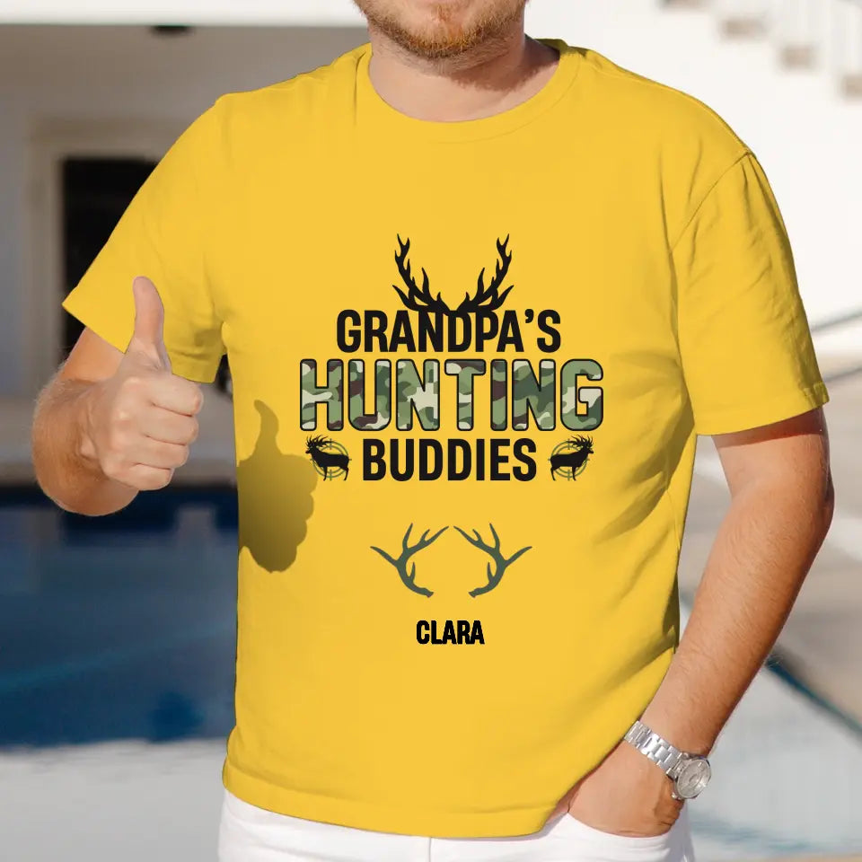 Grandpa's Hunting Buddies - Custom Name - Personalized Gifts For Grandpa - T-Shirt