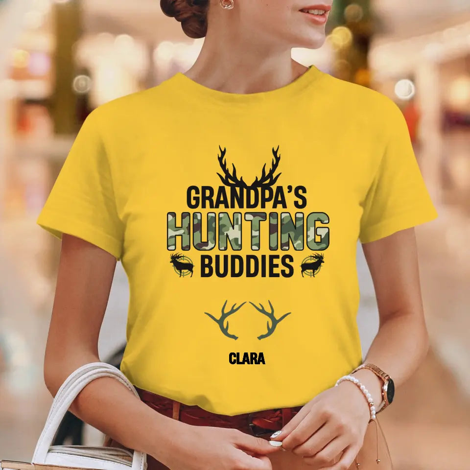 Grandpa's Hunting Buddies - Custom Name - Personalized Gifts For Grandpa - T-Shirt