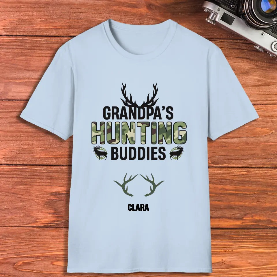 Grandpa's Hunting Buddies - Custom Name - Personalized Gifts For Grandpa - T-Shirt