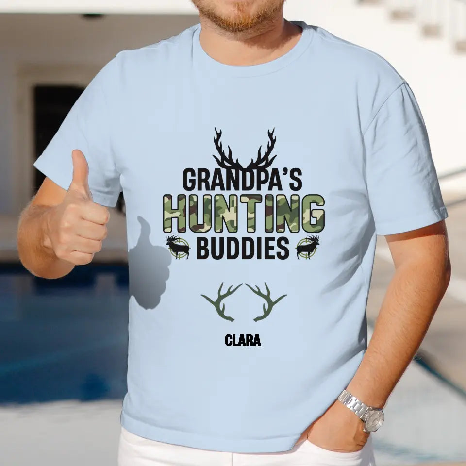 Grandpa's Hunting Buddies - Custom Name - Personalized Gifts For Grandpa - T-Shirt