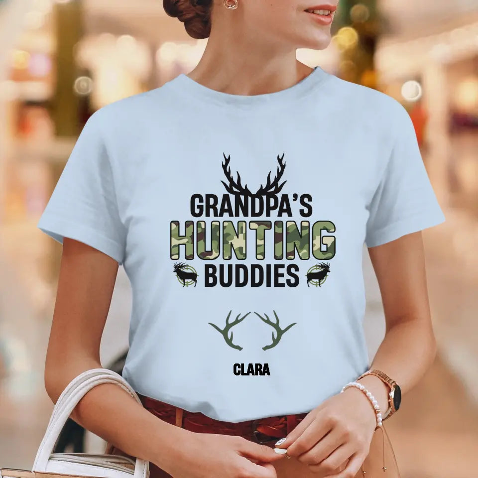 Grandpa's Hunting Buddies - Custom Name - Personalized Gifts For Grandpa - T-Shirt