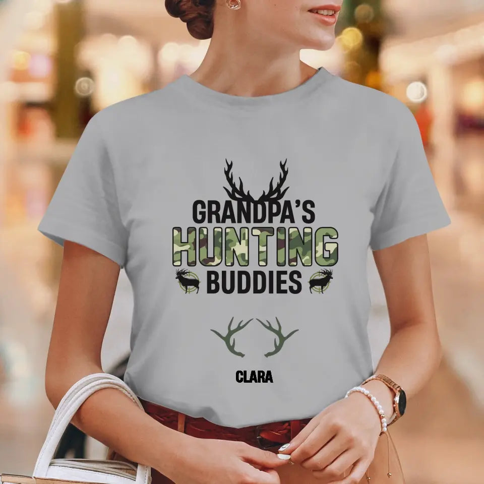 Grandpa's Hunting Buddies - Custom Name - Personalized Gifts For Grandpa - T-Shirt