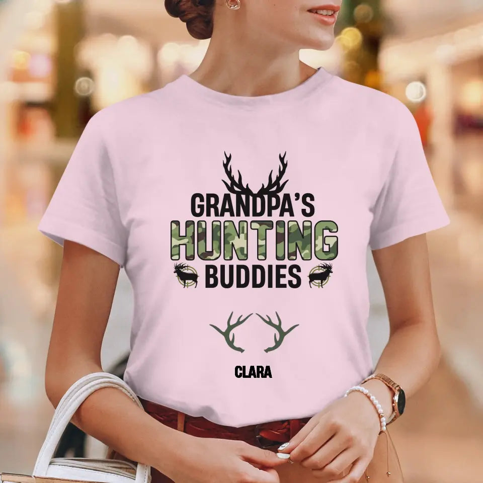 Grandpa's Hunting Buddies - Custom Name - Personalized Gifts For Grandpa - T-Shirt