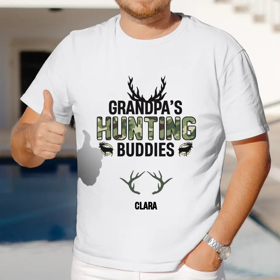 Grandpa's Hunting Buddies - Custom Name - Personalized Gifts For Grandpa - T-Shirt