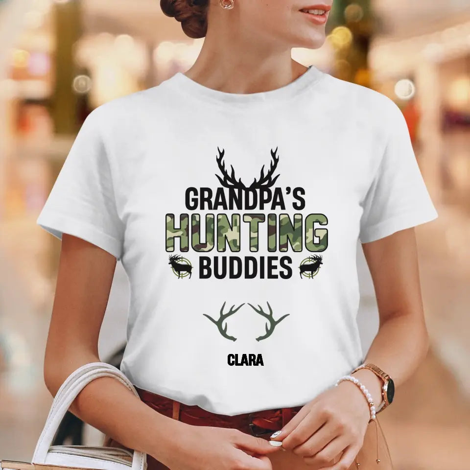 Grandpa's Hunting Buddies - Custom Name - Personalized Gifts For Grandpa - T-Shirt