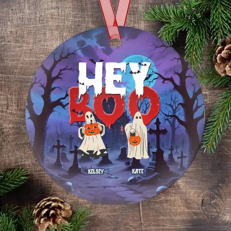 Hey Boo - Custom Name - Personalized Gifts For Family - Acrylic Ornament