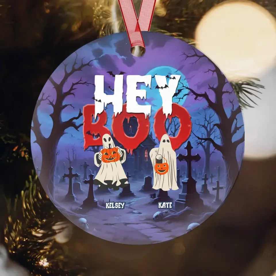 Hey Boo - Custom Name - Personalized Gifts For Family - Acrylic Ornament