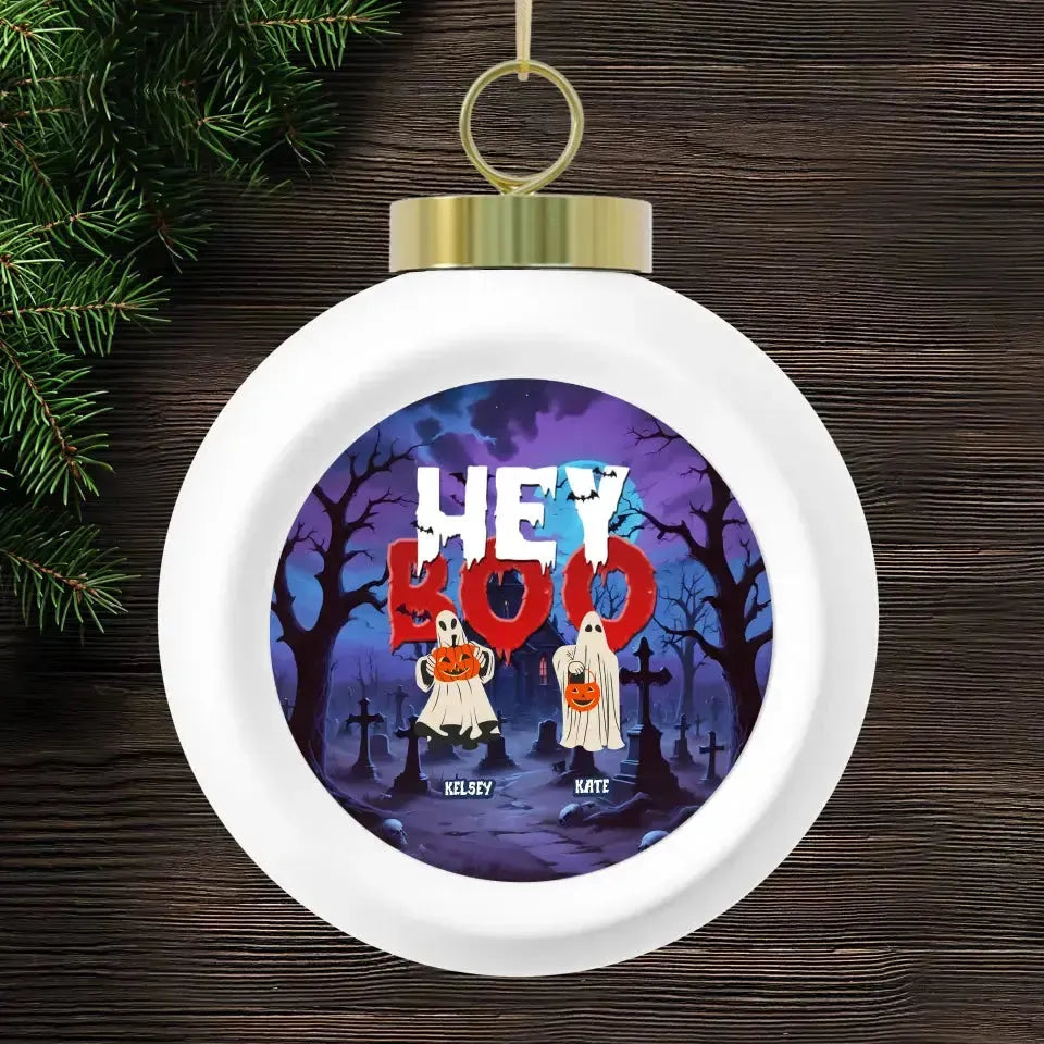 Hey Boo - Custom Name - Personalized Gifts For Family - Acrylic Ornament