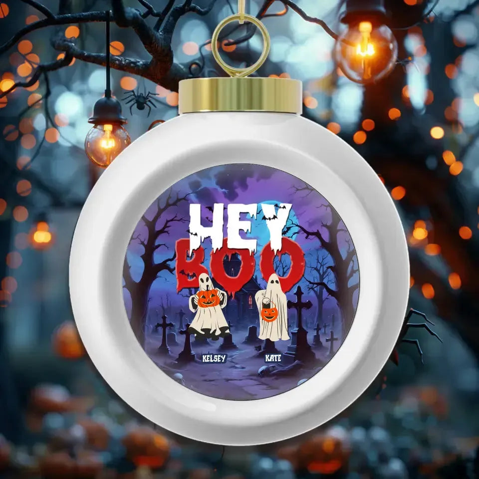 Hey Boo - Custom Name - Personalized Gifts For Family - Acrylic Ornament