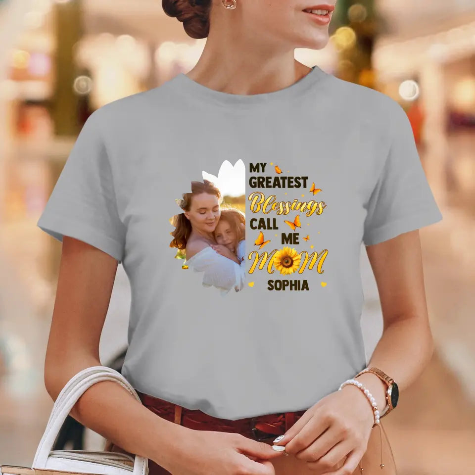 My Greatest Blessings - Custom Photo - Personalized Gifts For Mom - T-Shirt