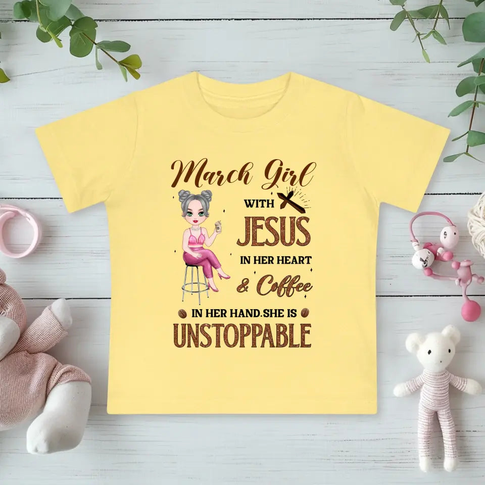 Jesus In Her Heart - Custom Month - Personalized Gifts For Baby - T-Shirt