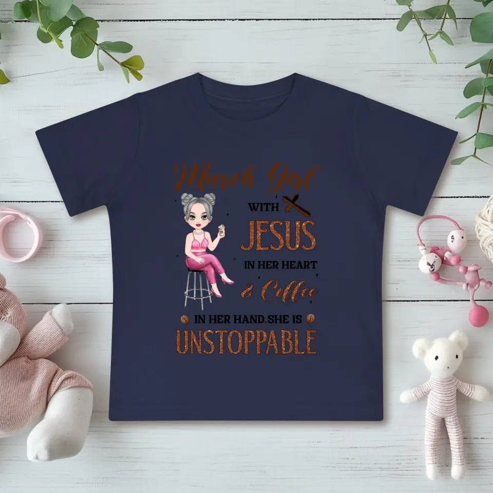 Jesus In Her Heart - Custom Month - Personalized Gifts For Baby - T-Shirt