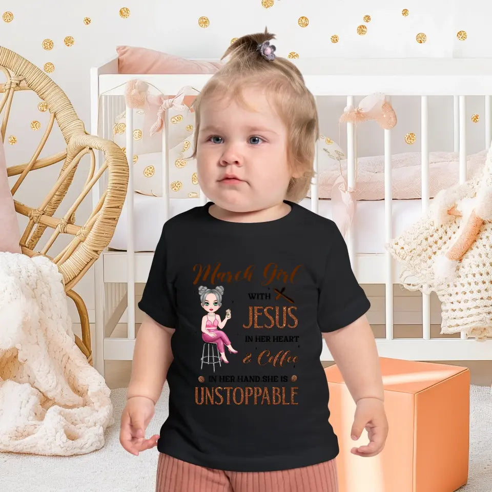 Jesus In Her Heart - Custom Month - Personalized Gifts For Baby - T-Shirt