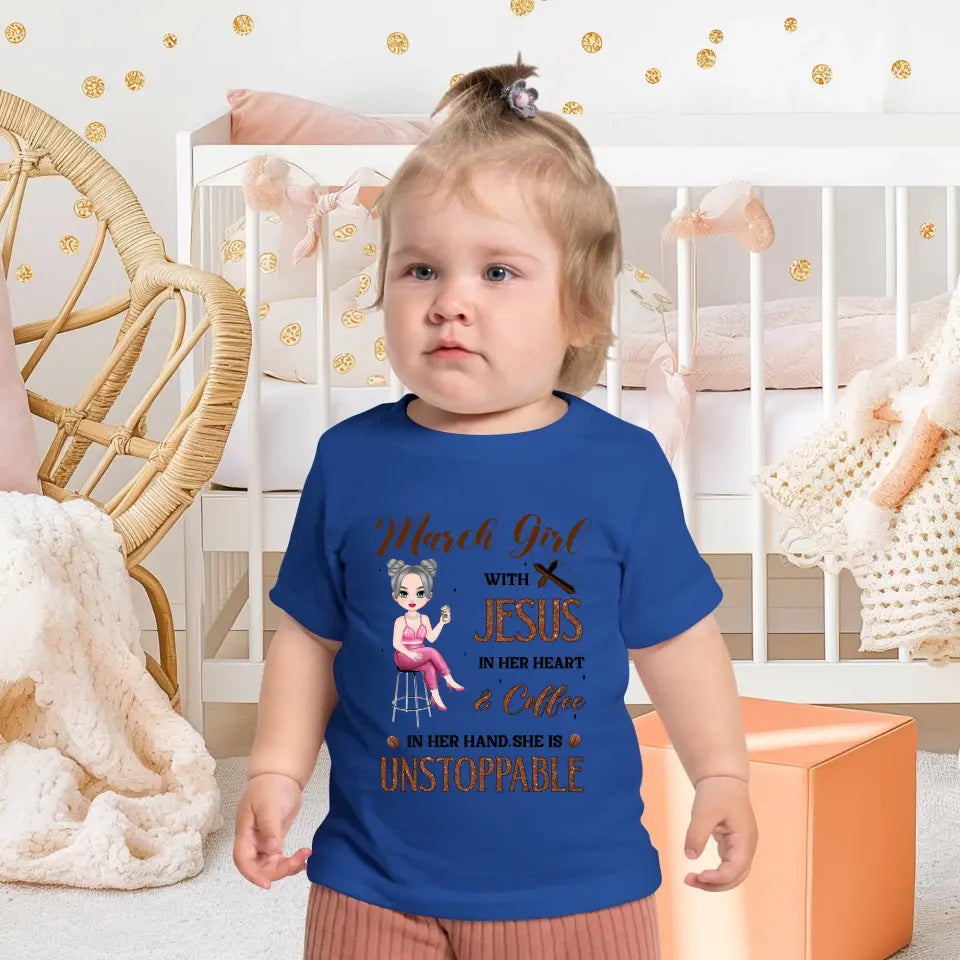 Jesus In Her Heart - Custom Month - Personalized Gifts For Baby - T-Shirt