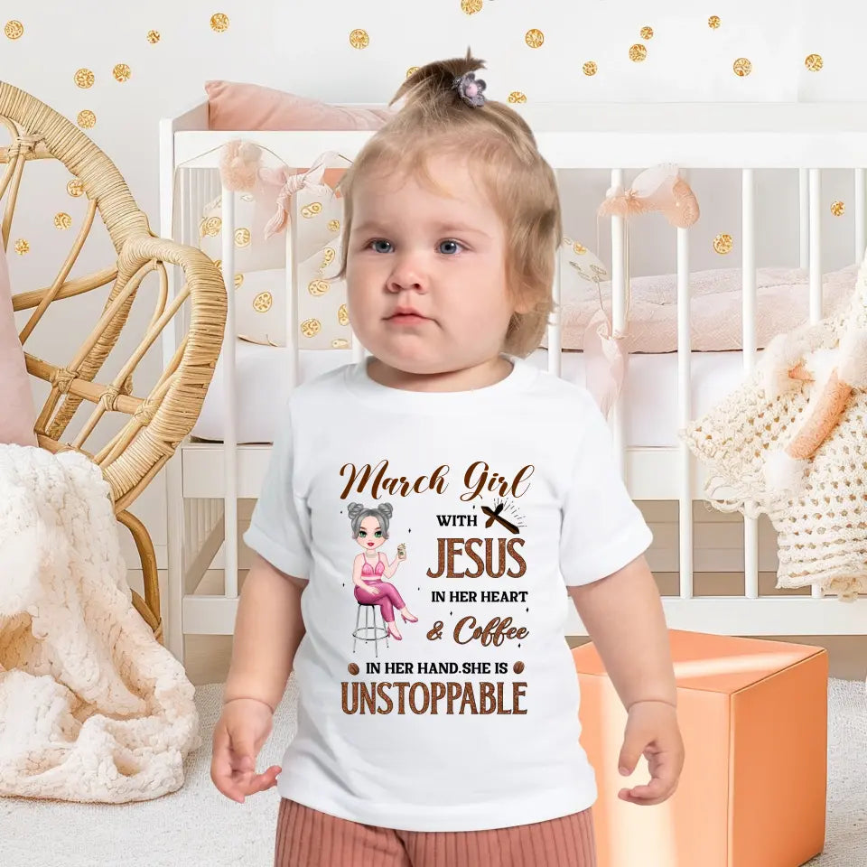 Jesus In Her Heart - Custom Month - Personalized Gifts For Baby - T-Shirt