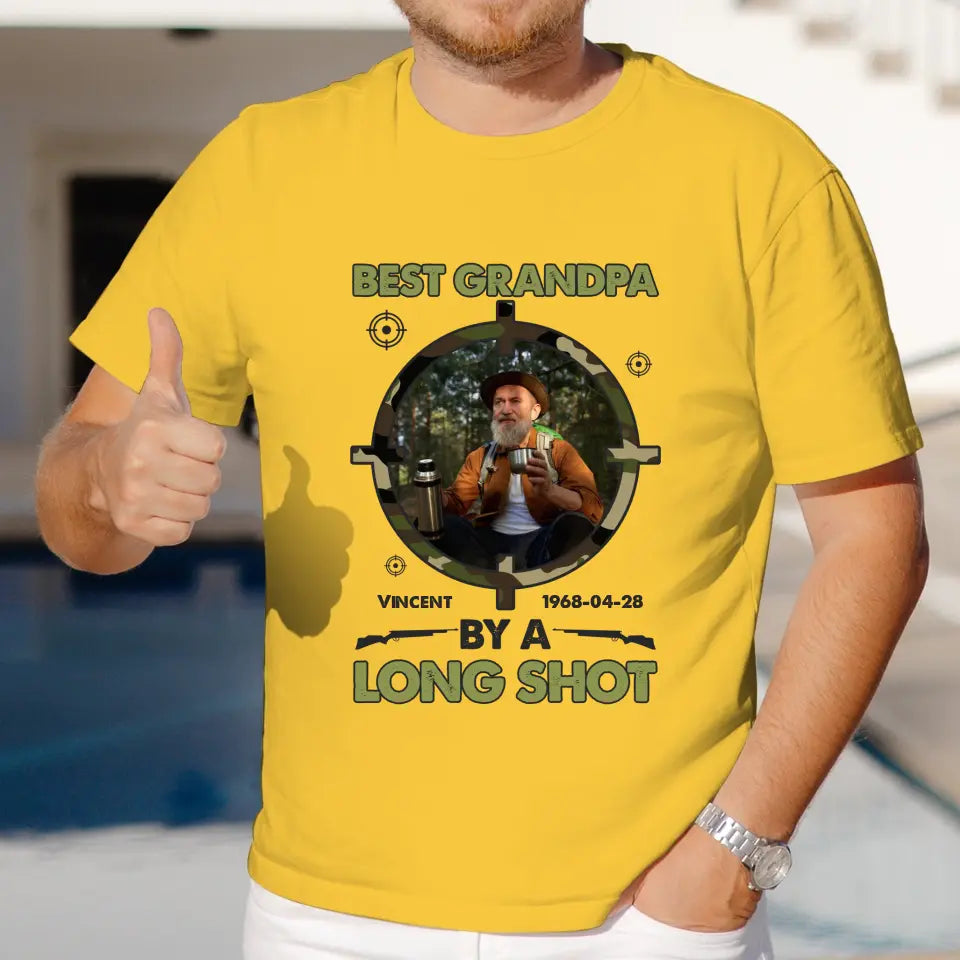 Best Grandpa By Long Shots - Custom Photo - Personalized Gifts For Grandpa - T-Shirt