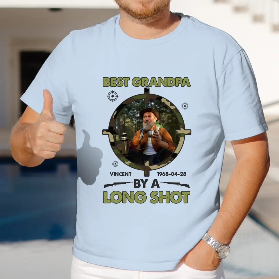 Best Grandpa By Long Shots - Custom Photo - Personalized Gifts For Grandpa - T-Shirt