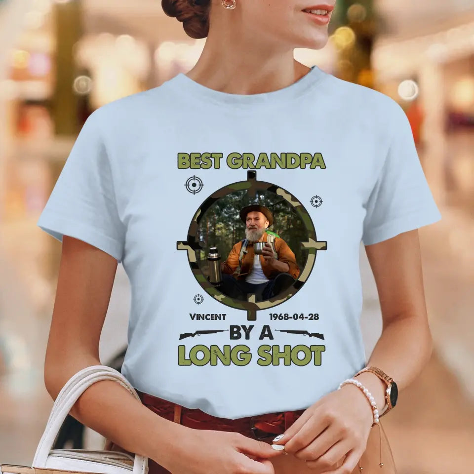 Best Grandpa By Long Shots - Custom Photo - Personalized Gifts For Grandpa - T-Shirt