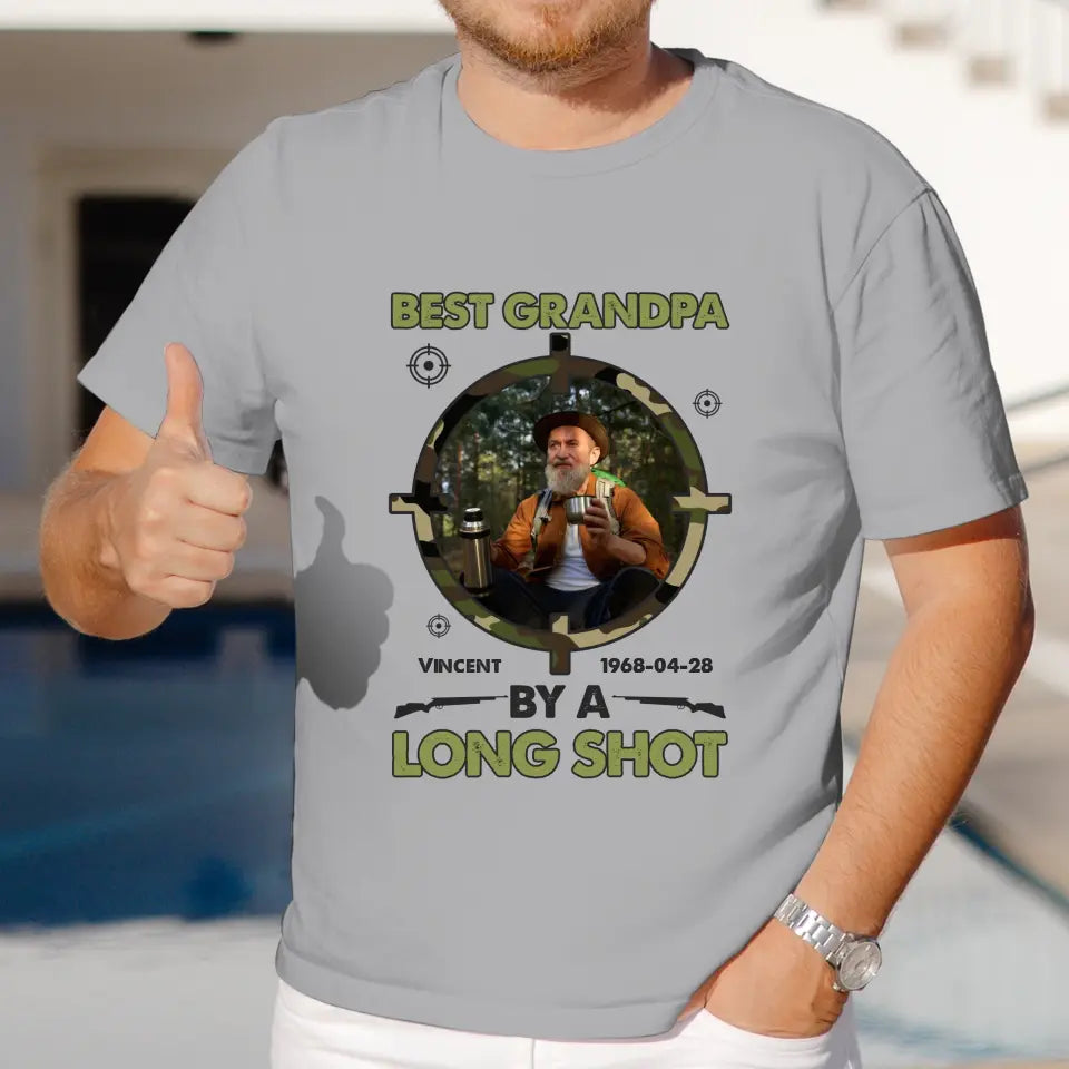 Best Grandpa By Long Shots - Custom Photo - Personalized Gifts For Grandpa - T-Shirt