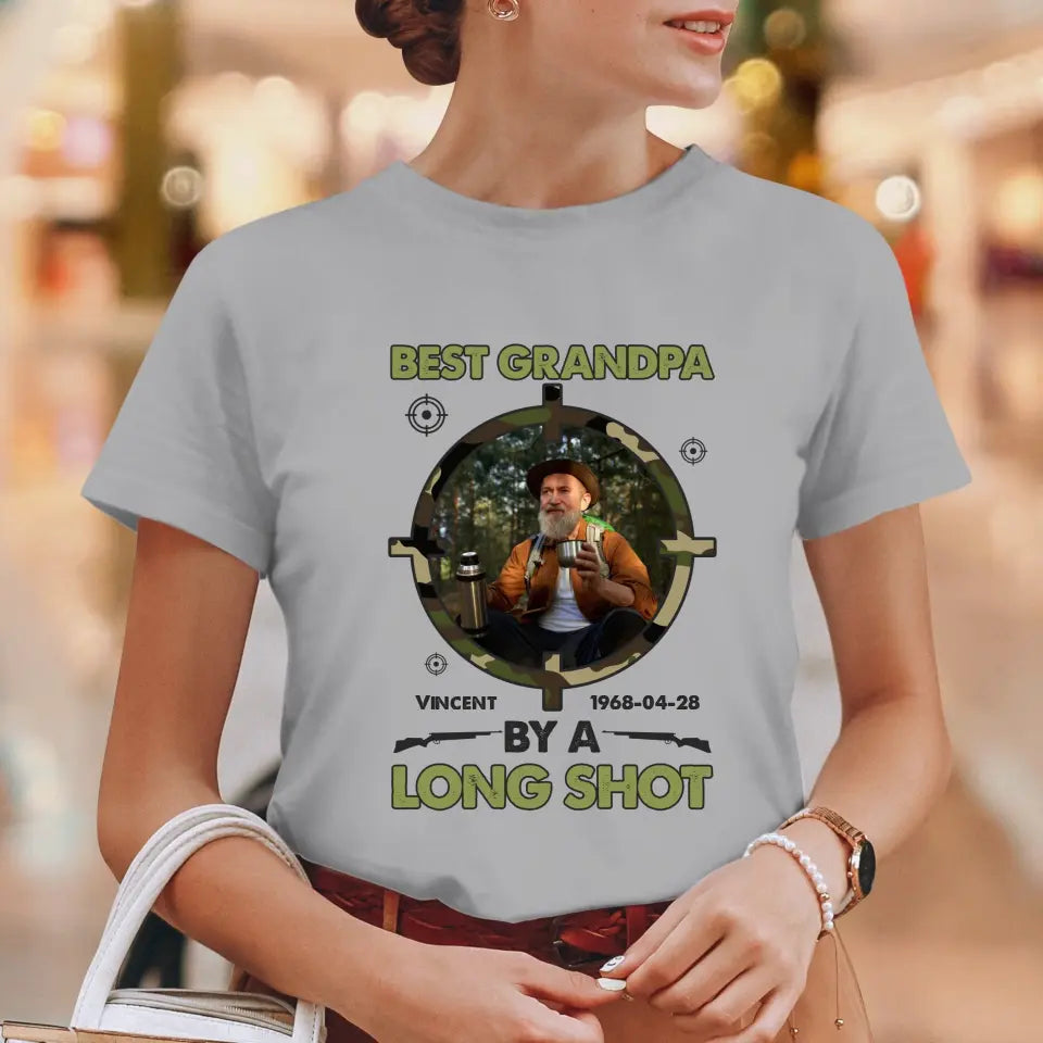 Best Grandpa By Long Shots - Custom Photo - Personalized Gifts For Grandpa - T-Shirt