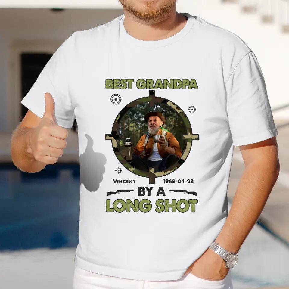 Best Grandpa By Long Shots - Custom Photo - Personalized Gifts For Grandpa - T-Shirt