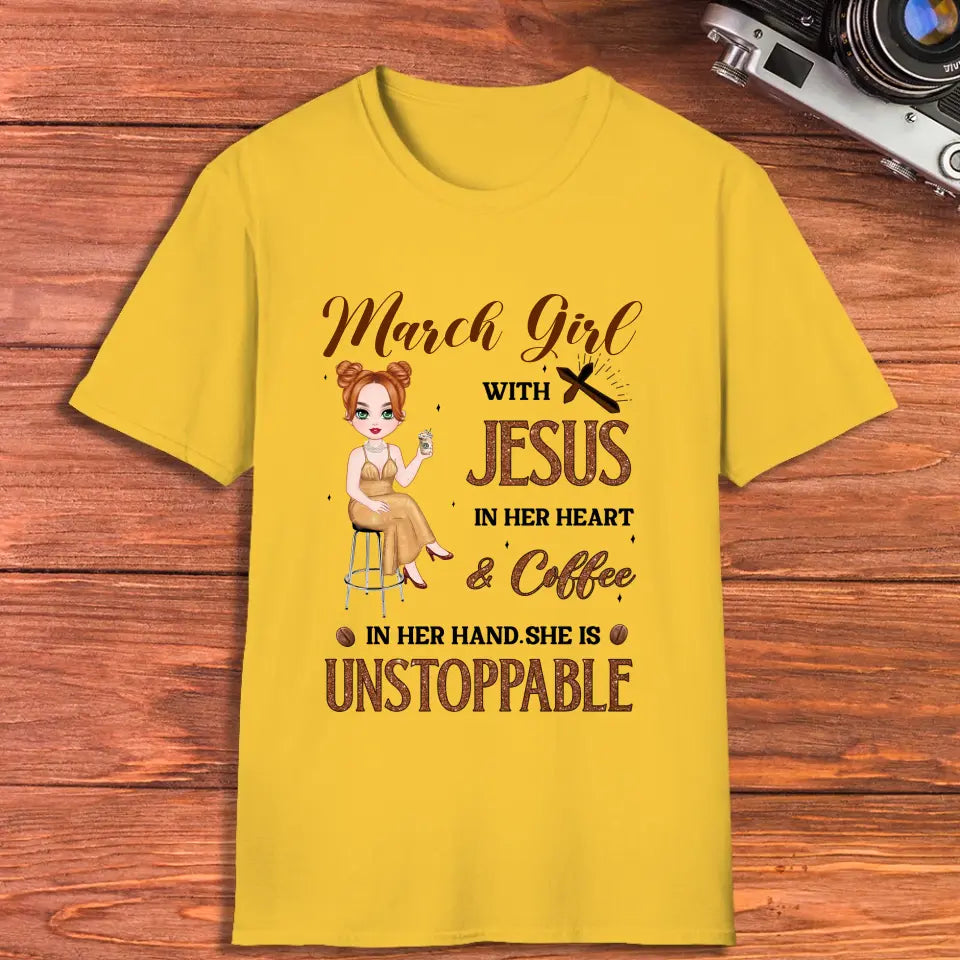 Jesus In Her Heart - Custom Month - Personalized Gifts For Her - T-Shirt