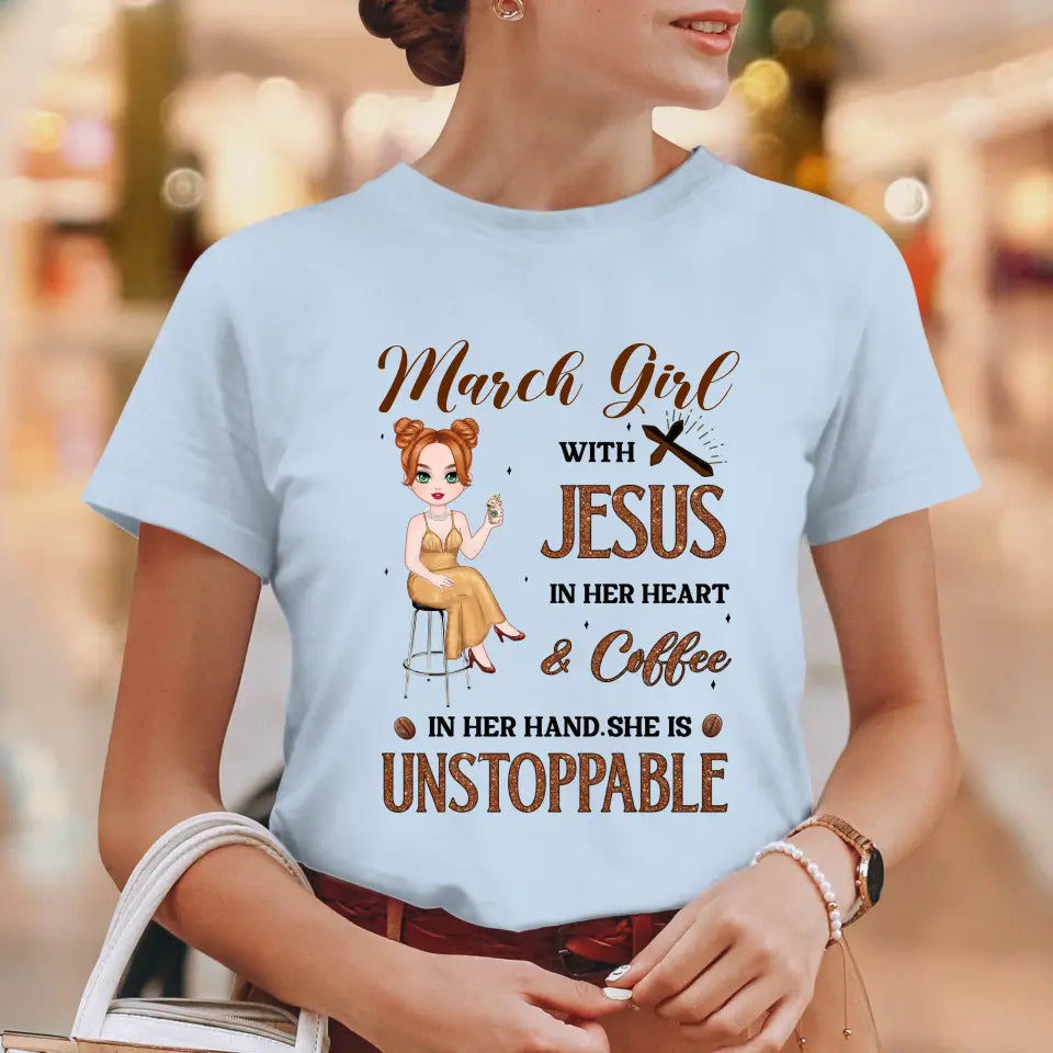 Jesus In Her Heart - Custom Month - Personalized Gifts For Her - T-Shirt