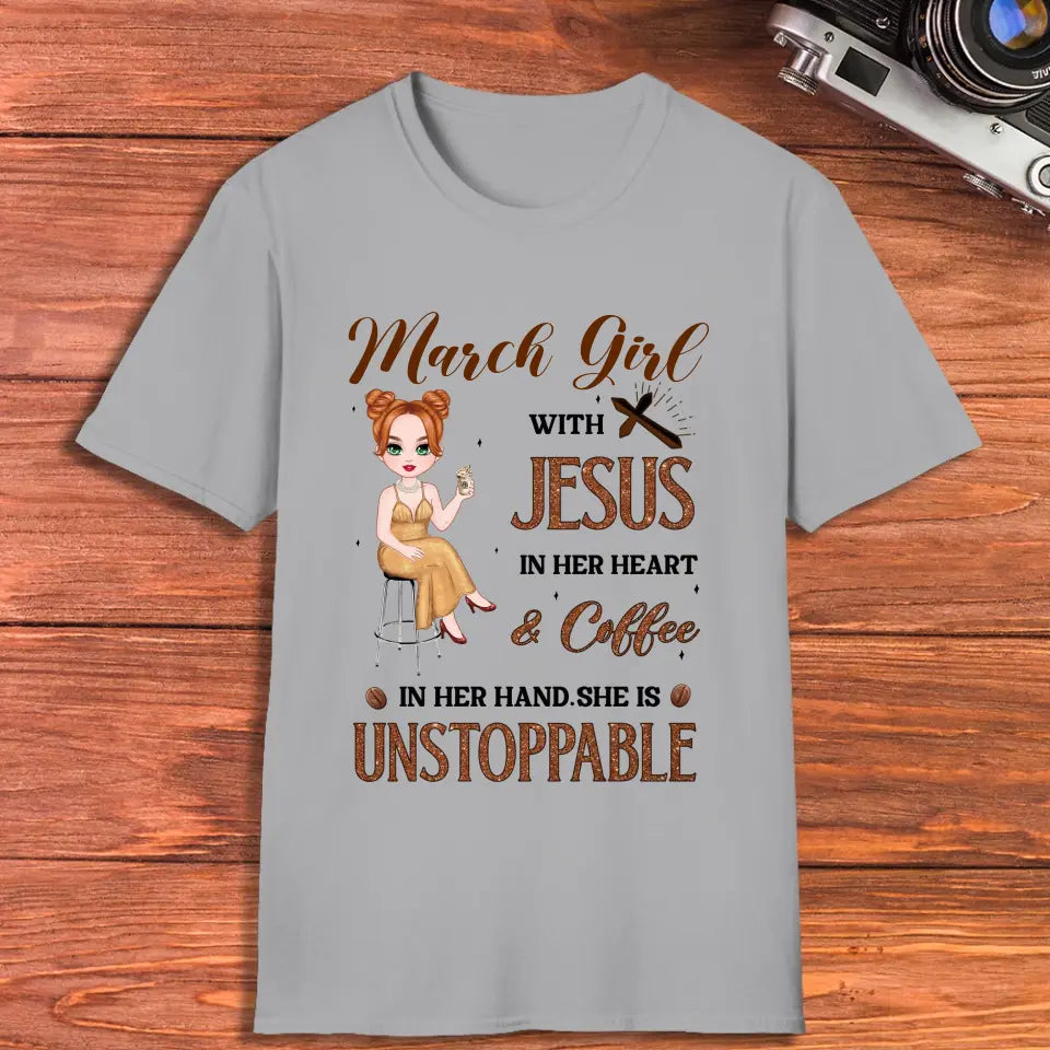 Jesus In Her Heart - Custom Month - Personalized Gifts For Her - T-Shirt