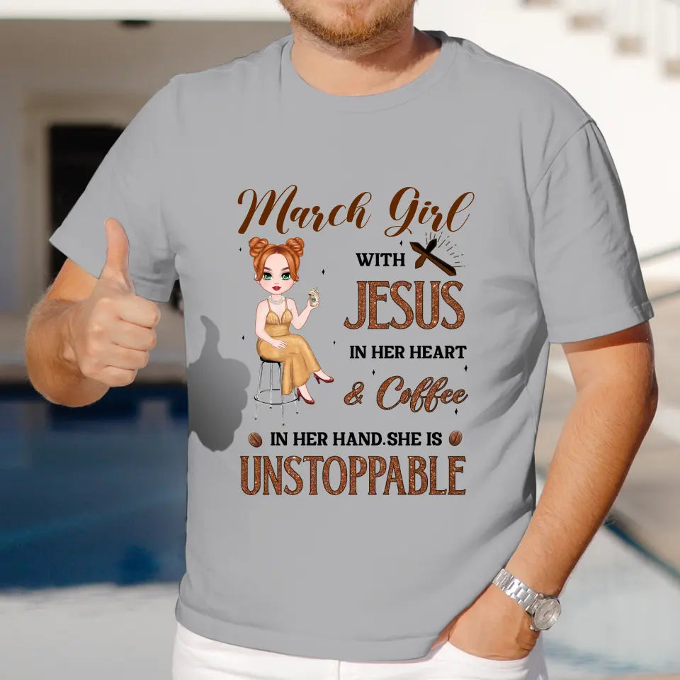 Jesus In Her Heart - Custom Month - Personalized Gifts For Her - T-Shirt